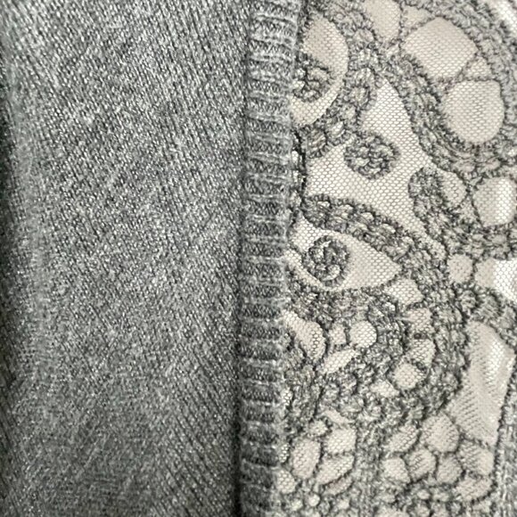 American Eagle Cotton Blend Lace Back Open Front Gray Cardigan Women's L Cottage - Picture 5 of 13